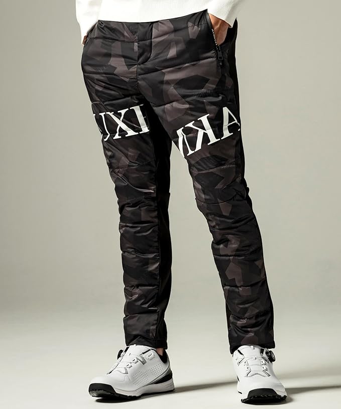 Amazon | [リュクスエイケイエムプラス] ゴルフパンツ ゴルフ 中綿ロゴ